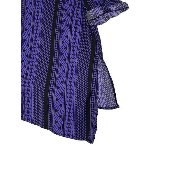 NWOT Romans 20W V-Neck Purple Black Geometric Print Tunic Top With 3/4 Roll Sle - Picture 8 of 12